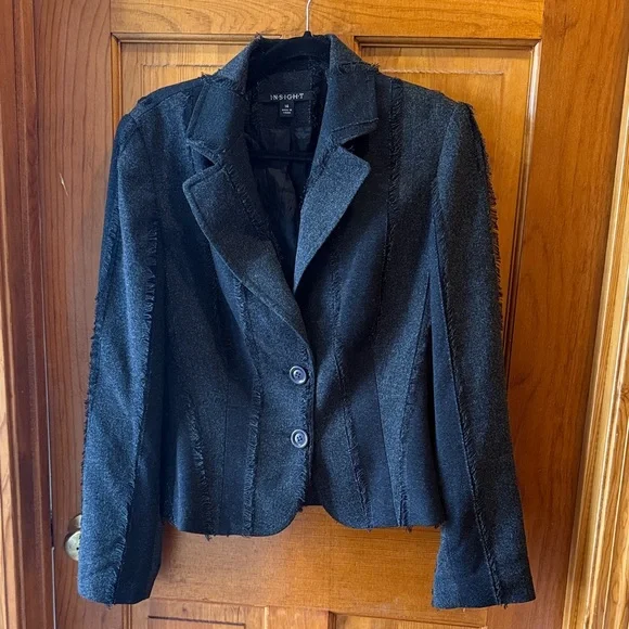 Insight Black Frayed Blazer - Picture 4 of 9